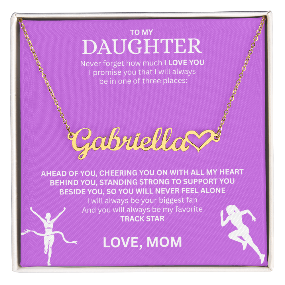 Show your love and support for your daughter with this "Heart Name Necklace"