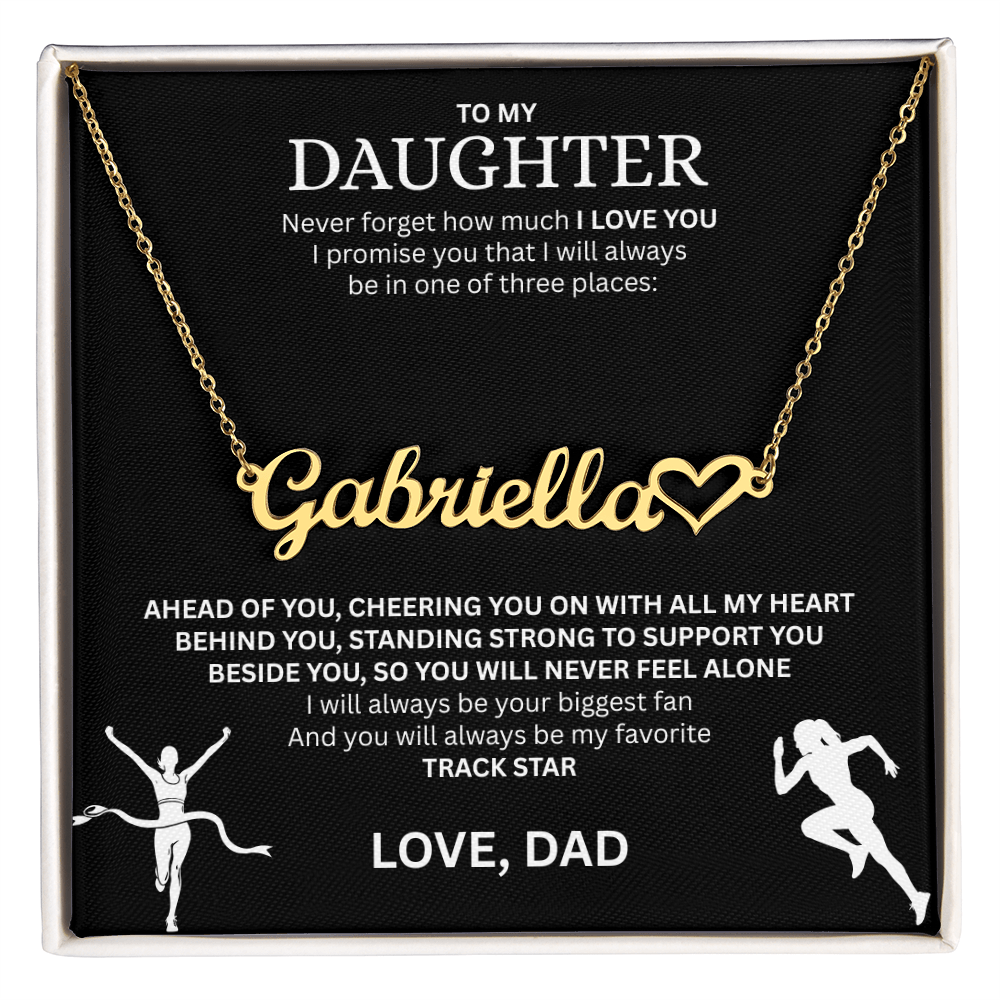 Show your love and support for your daughter with this "Heart Name Necklace"