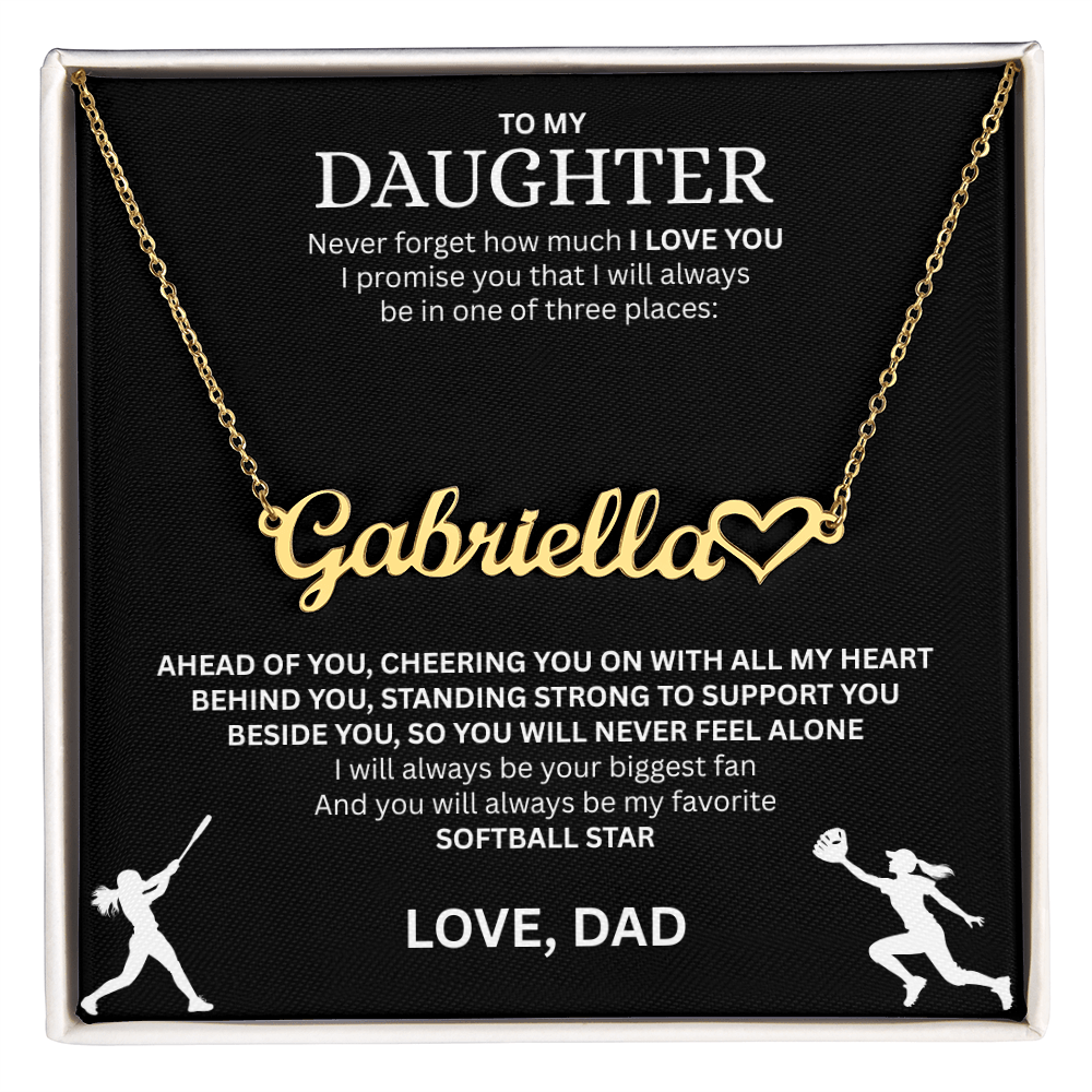 Applaud your daughter's greatness with a "Heart Name Necklace"