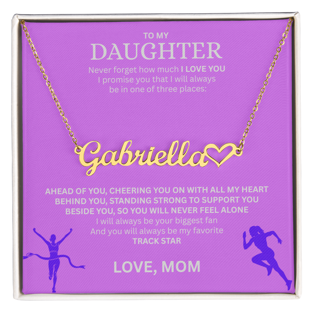Show your love and support for your daughter with this "Heart Name Necklace"