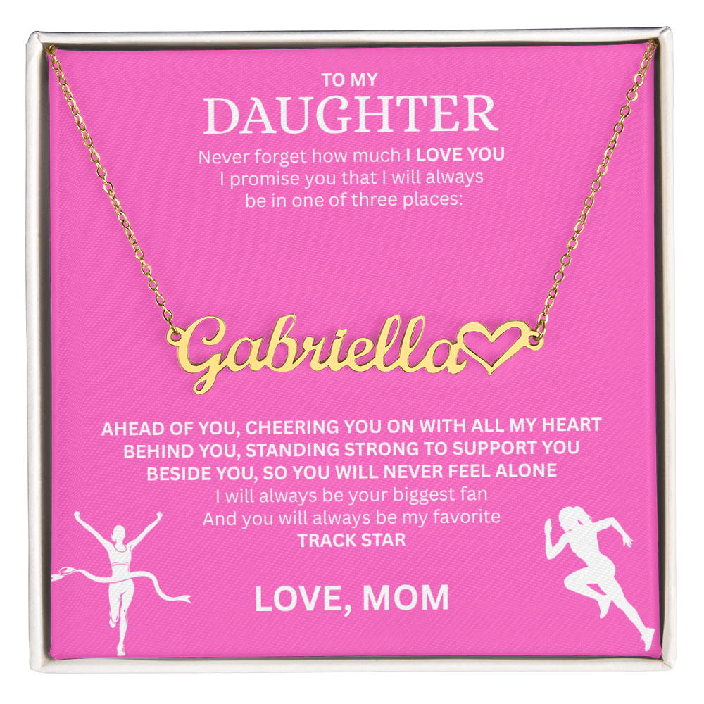 Show your love and support for your daughter with this "Heart Name Necklace"