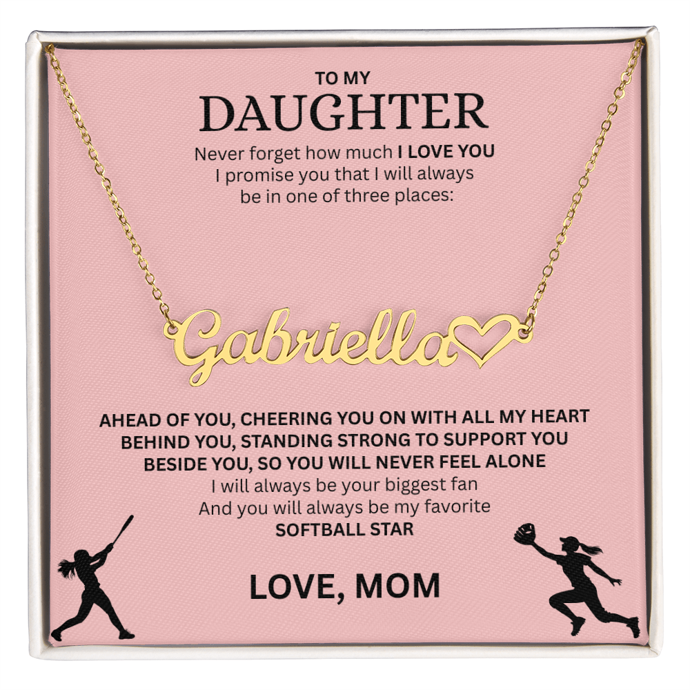 Applaud your daughter's greatness with a "Heart Name Necklace"