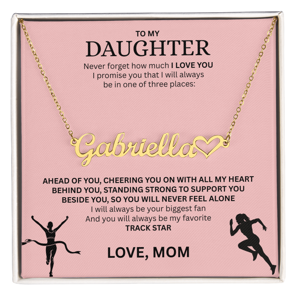 Show your love and support for your daughter with this "Heart Name Necklace"