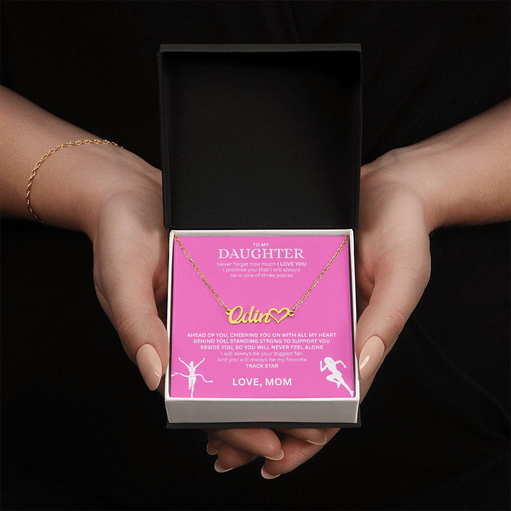 Show your love and support for your daughter with this "Heart Name Necklace"