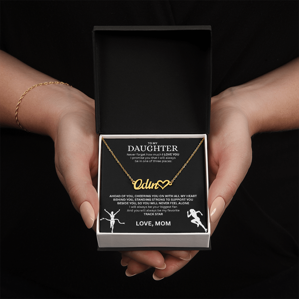 Show your love and support for your daughter with this "Heart Name Necklace"