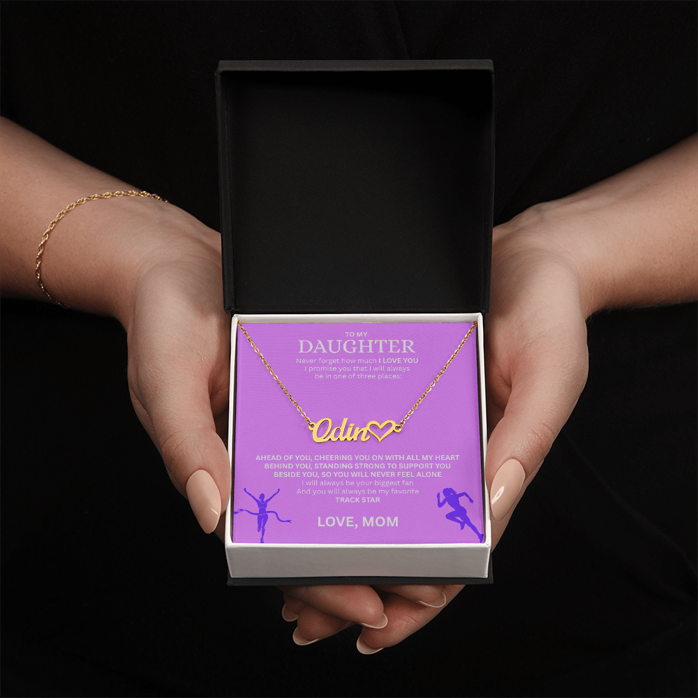 Show your love and support for your daughter with this "Heart Name Necklace"