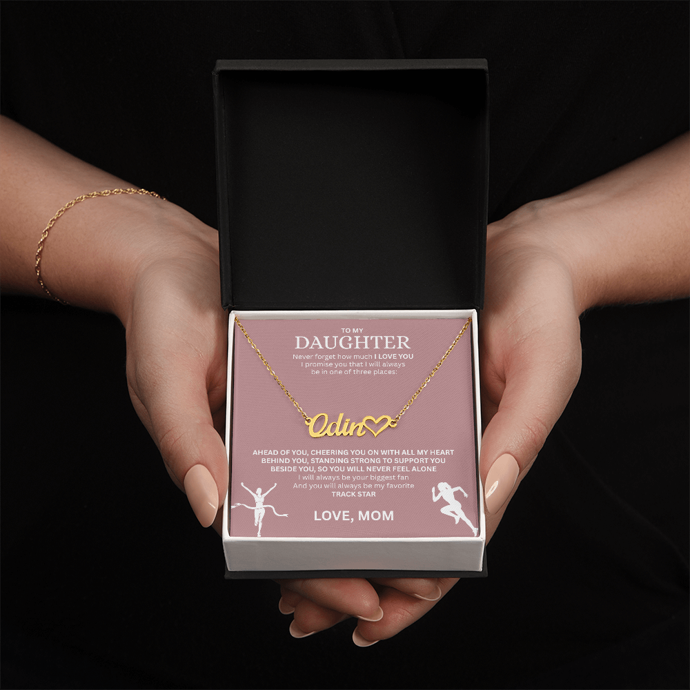 Show your love and support for your daughter with this "Heart Name Necklace"