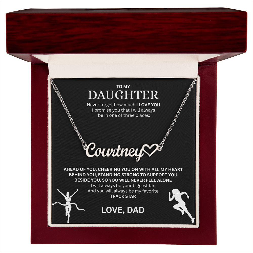 Show your love and support for your daughter with this "Heart Name Necklace"