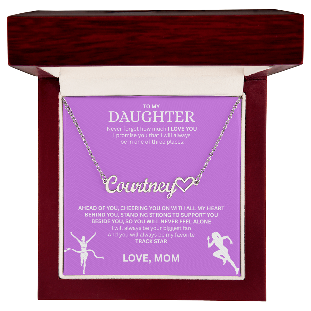 Show your love and support for your daughter with this "Heart Name Necklace"