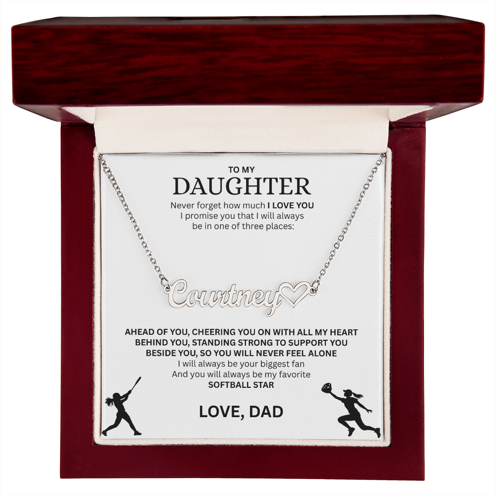 Applaud your daughter's greatness with a "Heart Name Necklace"