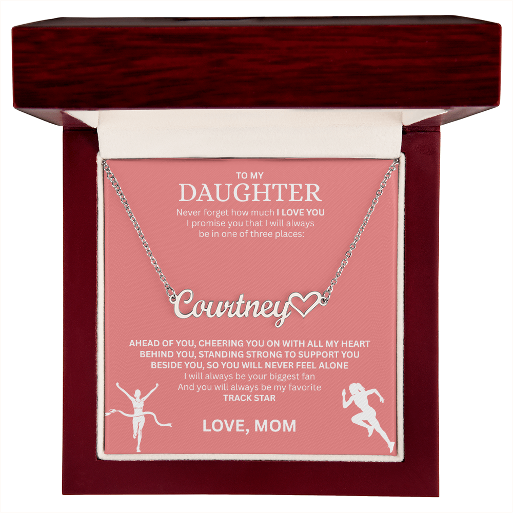 Show your love and support for your daughter with this "Heart Name Necklace"