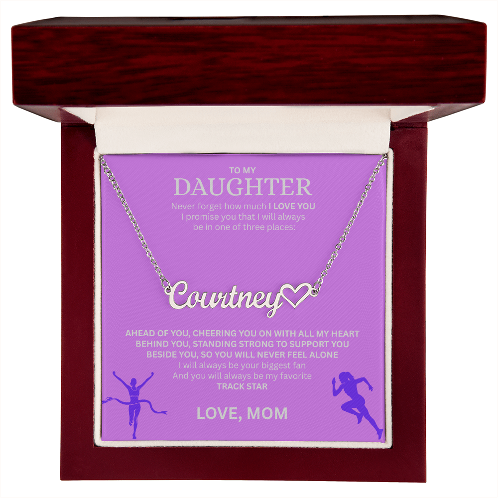Show your love and support for your daughter with this "Heart Name Necklace"