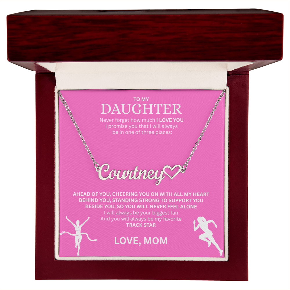 Show your love and support for your daughter with this "Heart Name Necklace"