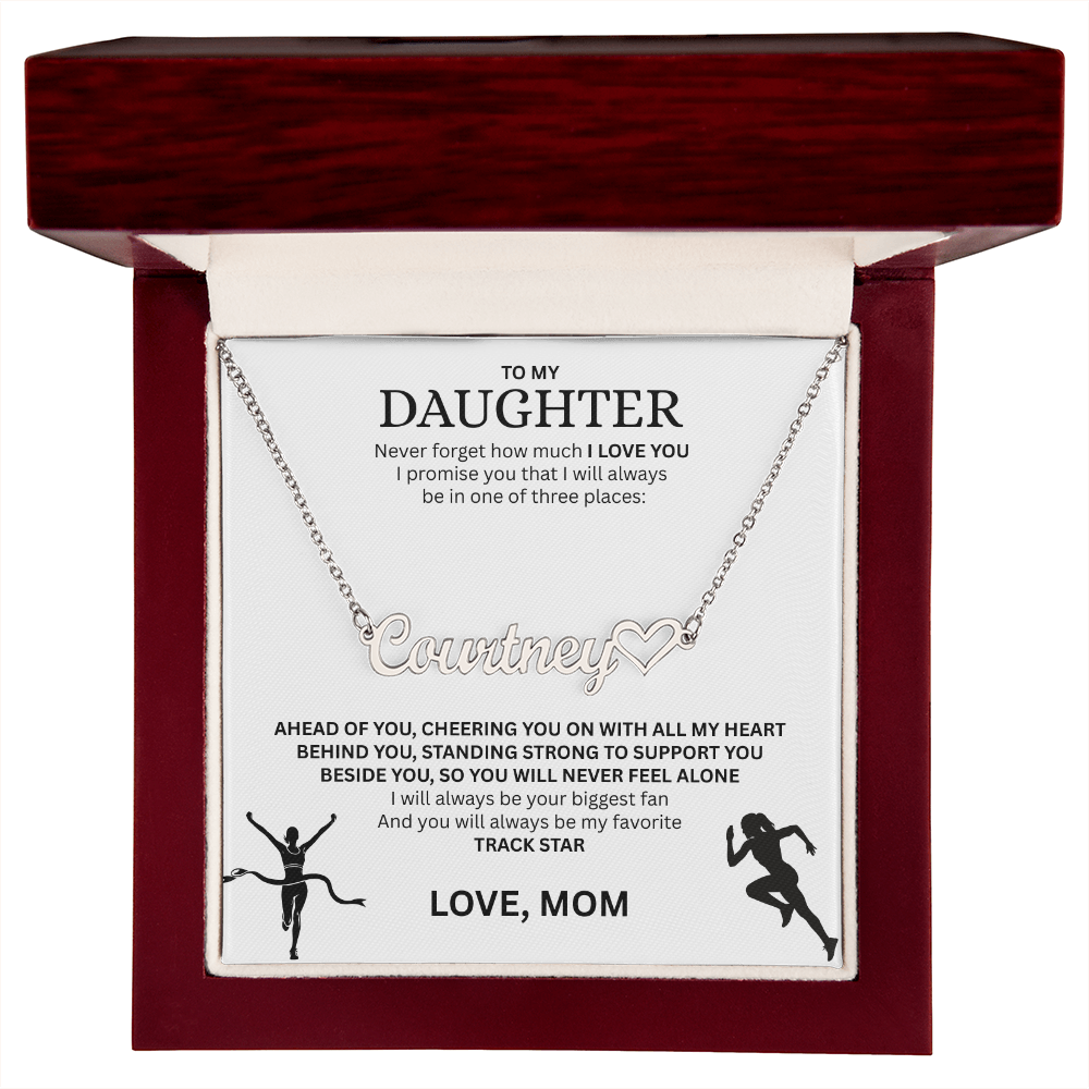 Show your love and support for your daughter with this "Heart Name Necklace"