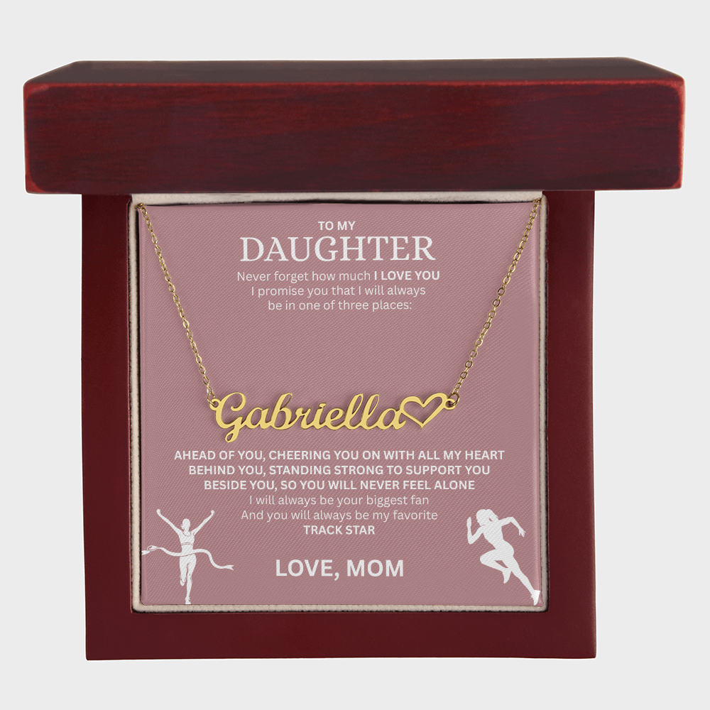 Show your love and support for your daughter with this "Heart Name Necklace"