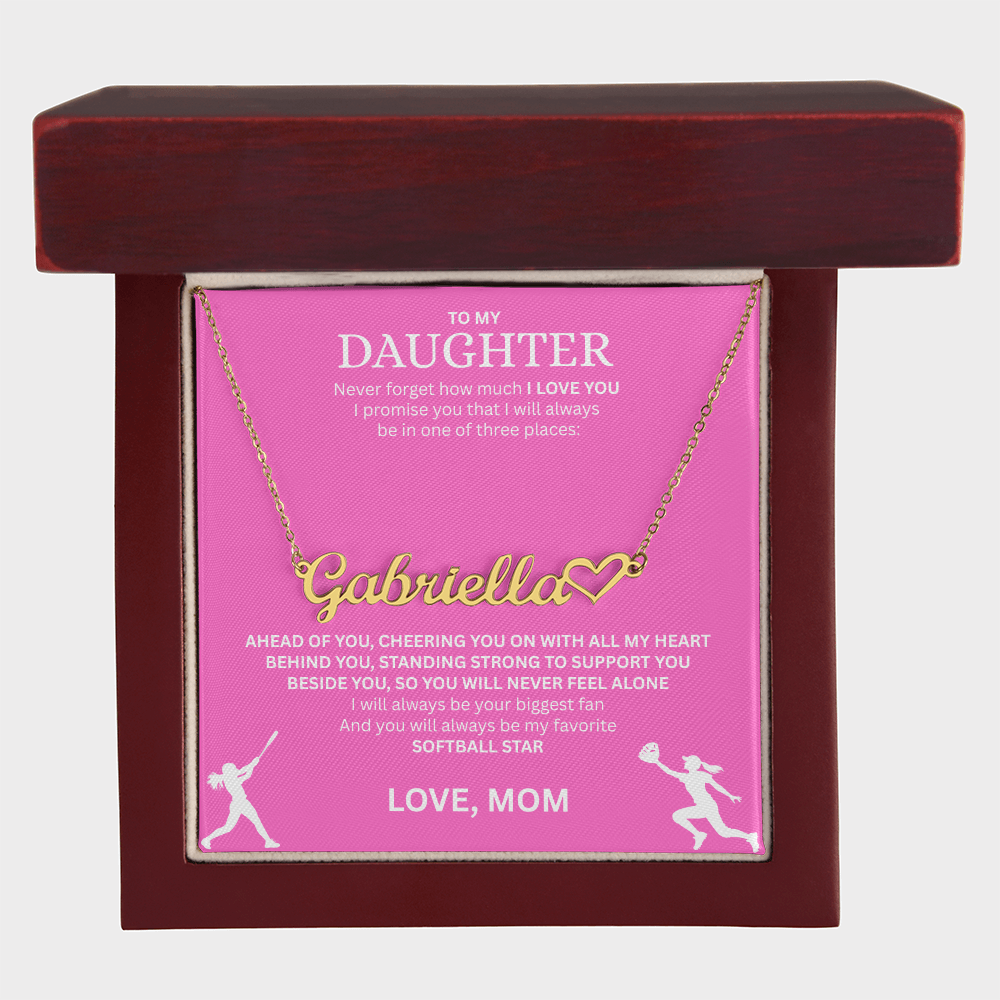 Applaud your daughter's greatness with a "Heart Name Necklace"