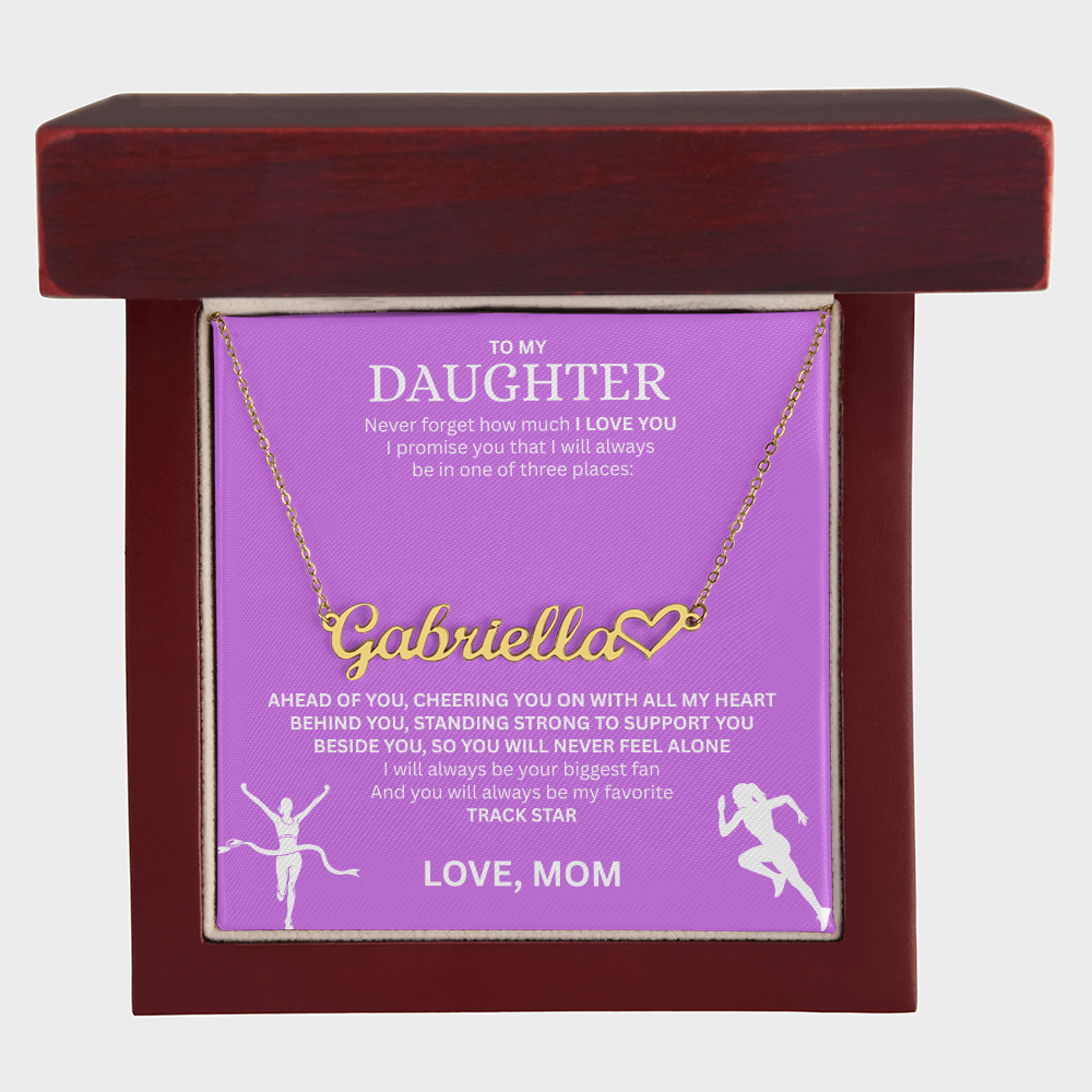 Show your love and support for your daughter with this "Heart Name Necklace"