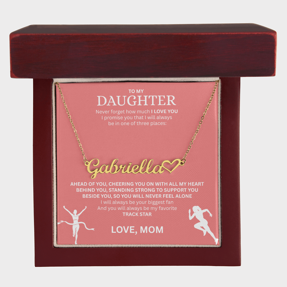 Show your love and support for your daughter with this "Heart Name Necklace"