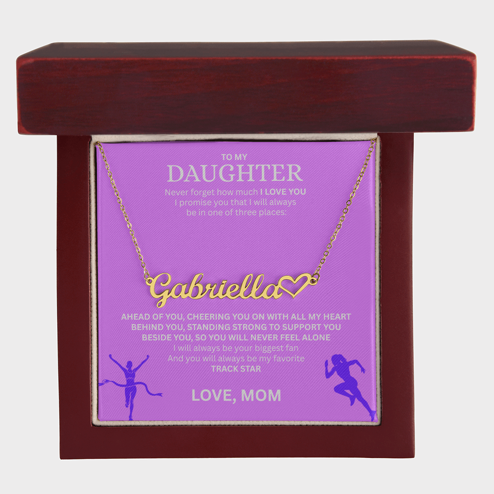 Show your love and support for your daughter with this "Heart Name Necklace"