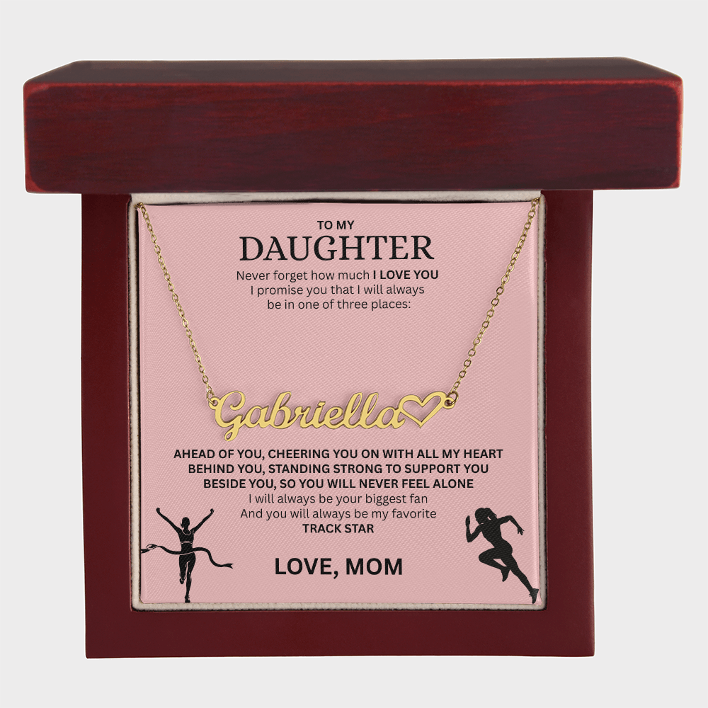 Show your love and support for your daughter with this "Heart Name Necklace"
