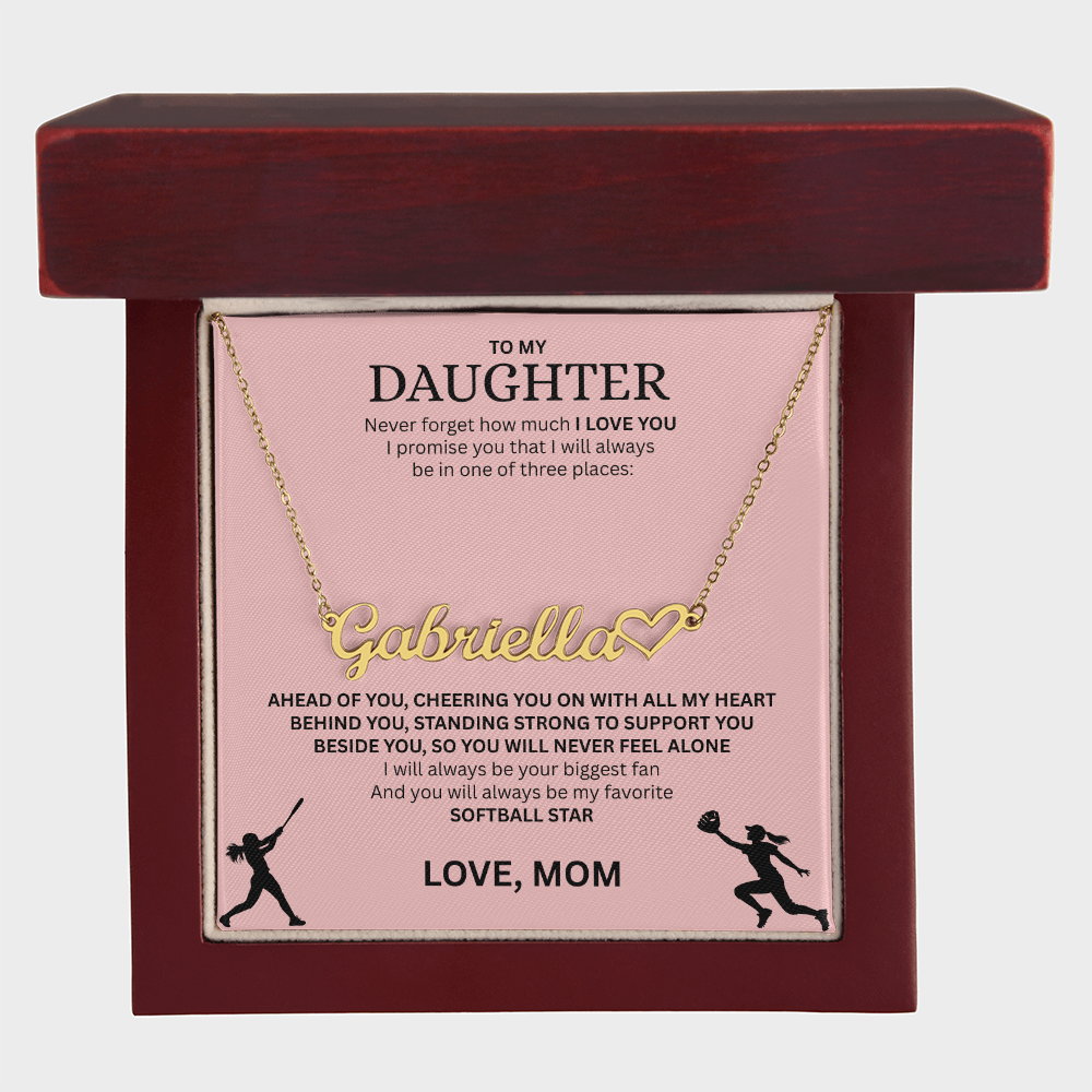 Applaud your daughter's greatness with a "Heart Name Necklace"