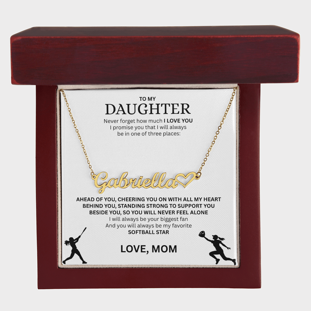 Applaud your daughter's greatness with a "Heart Name Necklace"