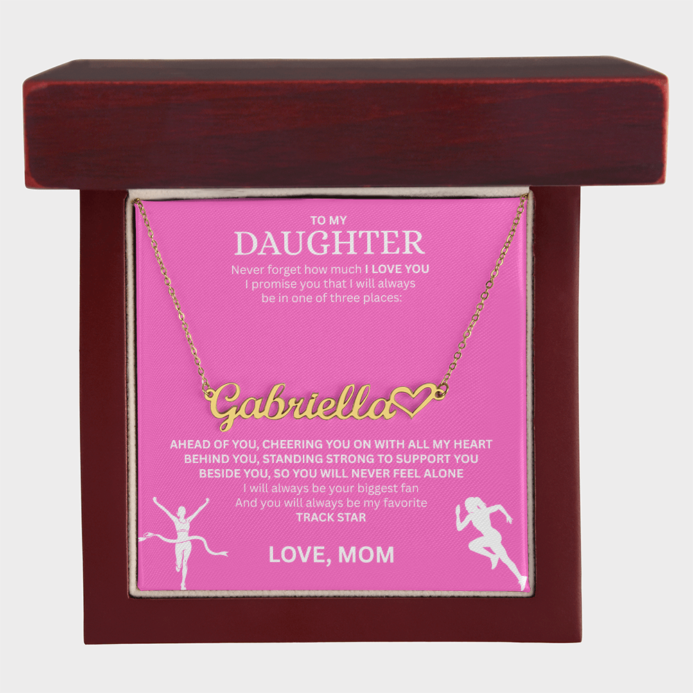 Show your love and support for your daughter with this "Heart Name Necklace"