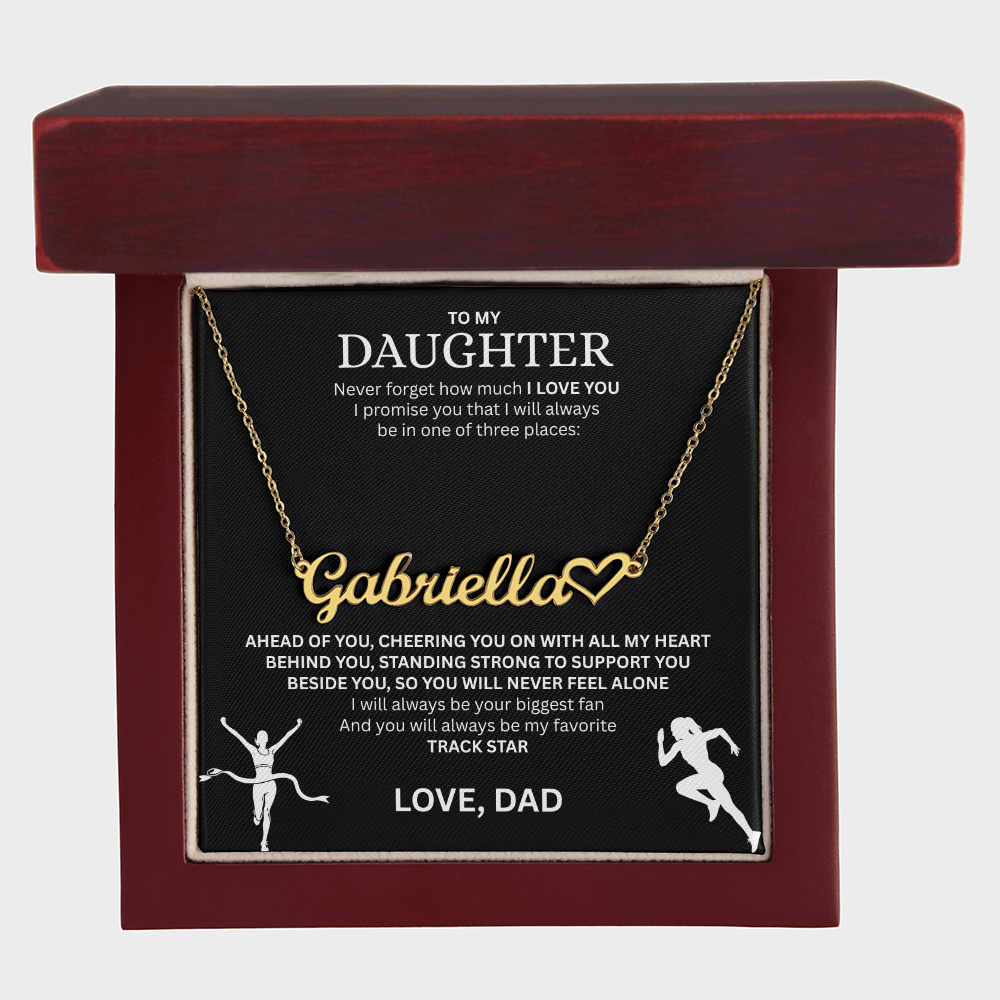 Show your love and support for your daughter with this "Heart Name Necklace"