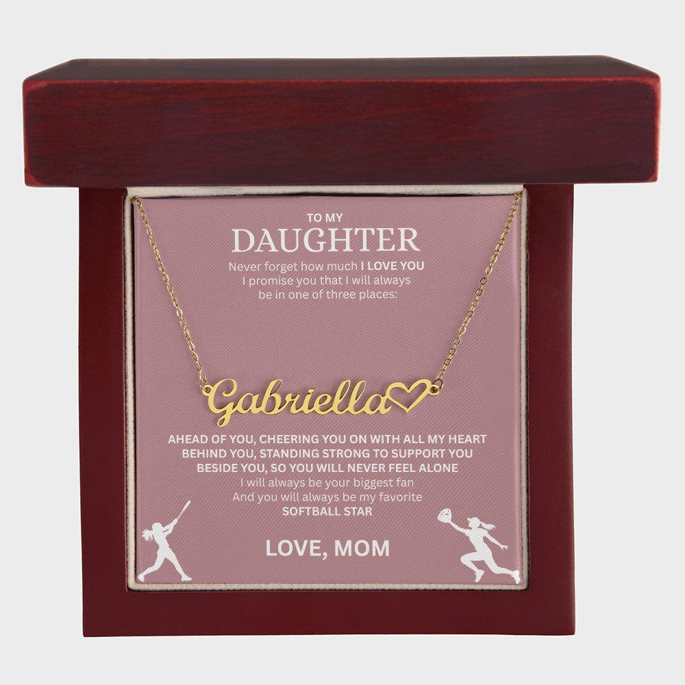 Applaud your daughter's greatness with a "Heart Name Necklace"