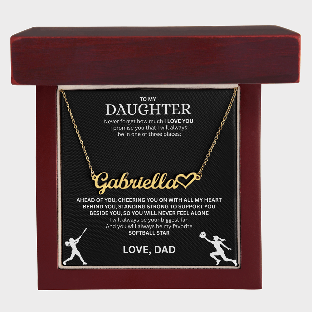Applaud your daughter's greatness with a "Heart Name Necklace"