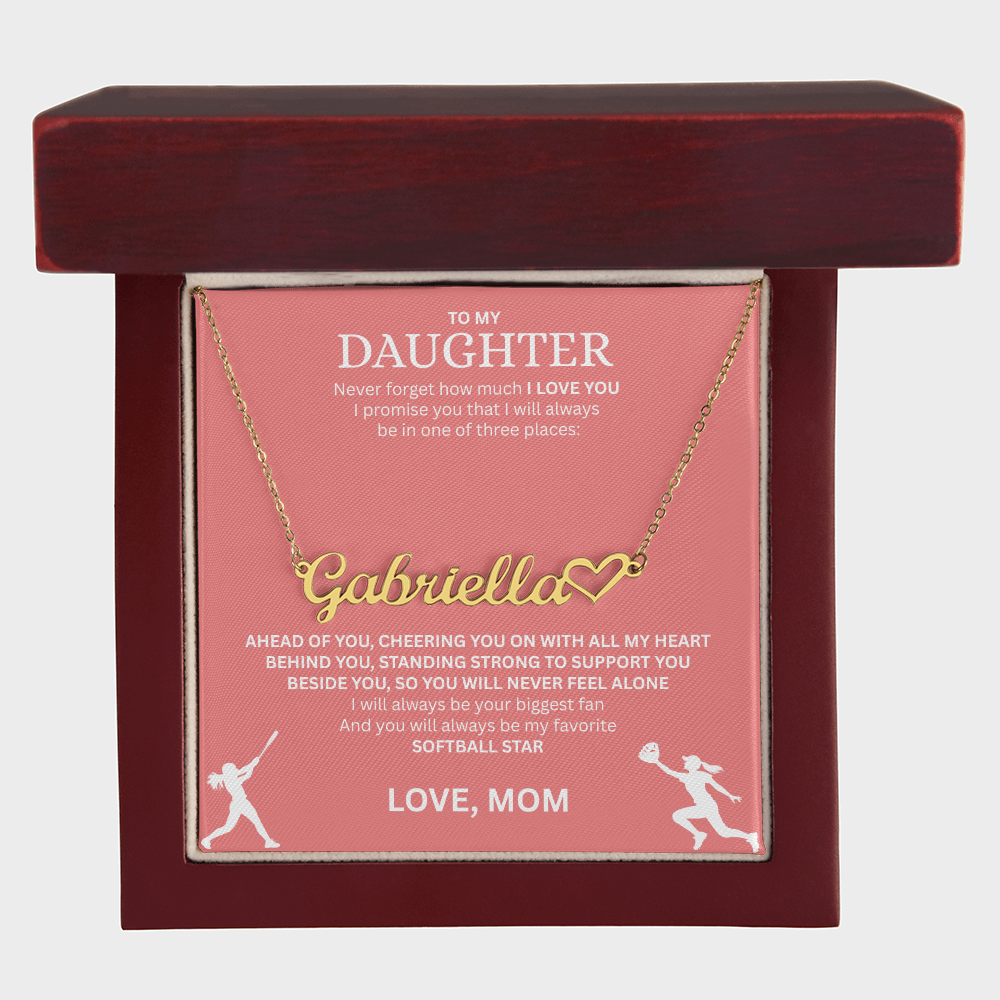 Applaud your daughter's greatness with a "Heart Name Necklace"