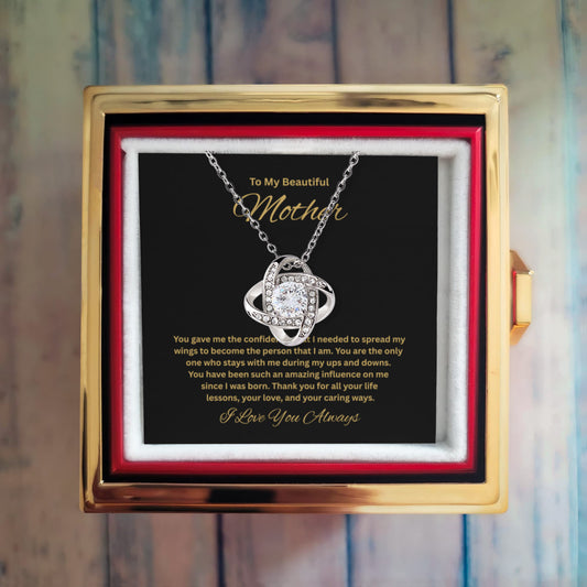 Gift for Mom - "To My Beautiful Mother" - Love Knot Necklace