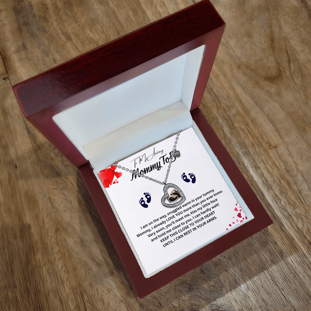 Angelic Gift for "Mommy To Be" Baby Feet Heart Necklace