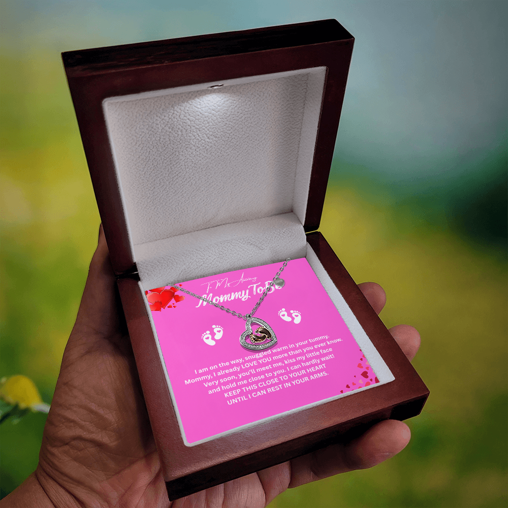 Angelic Gift for "Mommy To Be" Baby Feet Heart Necklace