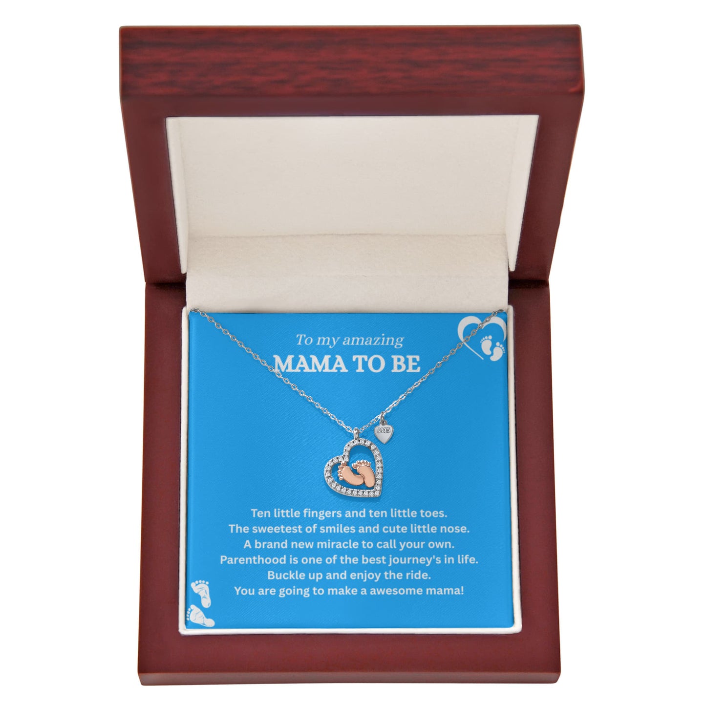 Precious Gift for "Mommy To Be" Baby Feet Heart Necklace