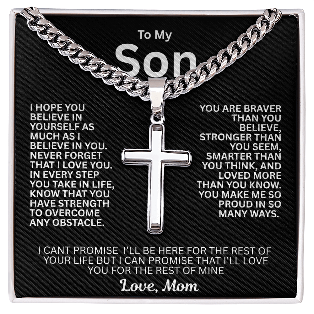 Symbolic Gift for Son "Artisan Cross w/ Cuban Link Chain"