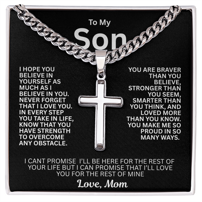 Symbolic Gift for Son "Artisan Cross w/ Cuban Link Chain"