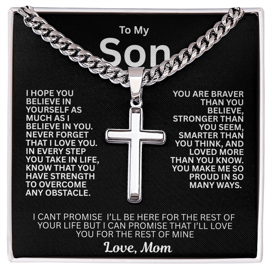 Symbolic Gift for Son "Artisan Cross w/ Cuban Link Chain"