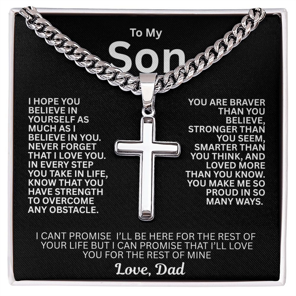 Symbolic Gift for Son "Artisan Cross w/ Cuban Link Chain"