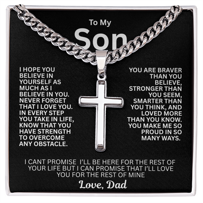 Symbolic Gift for Son "Artisan Cross w/ Cuban Link Chain"