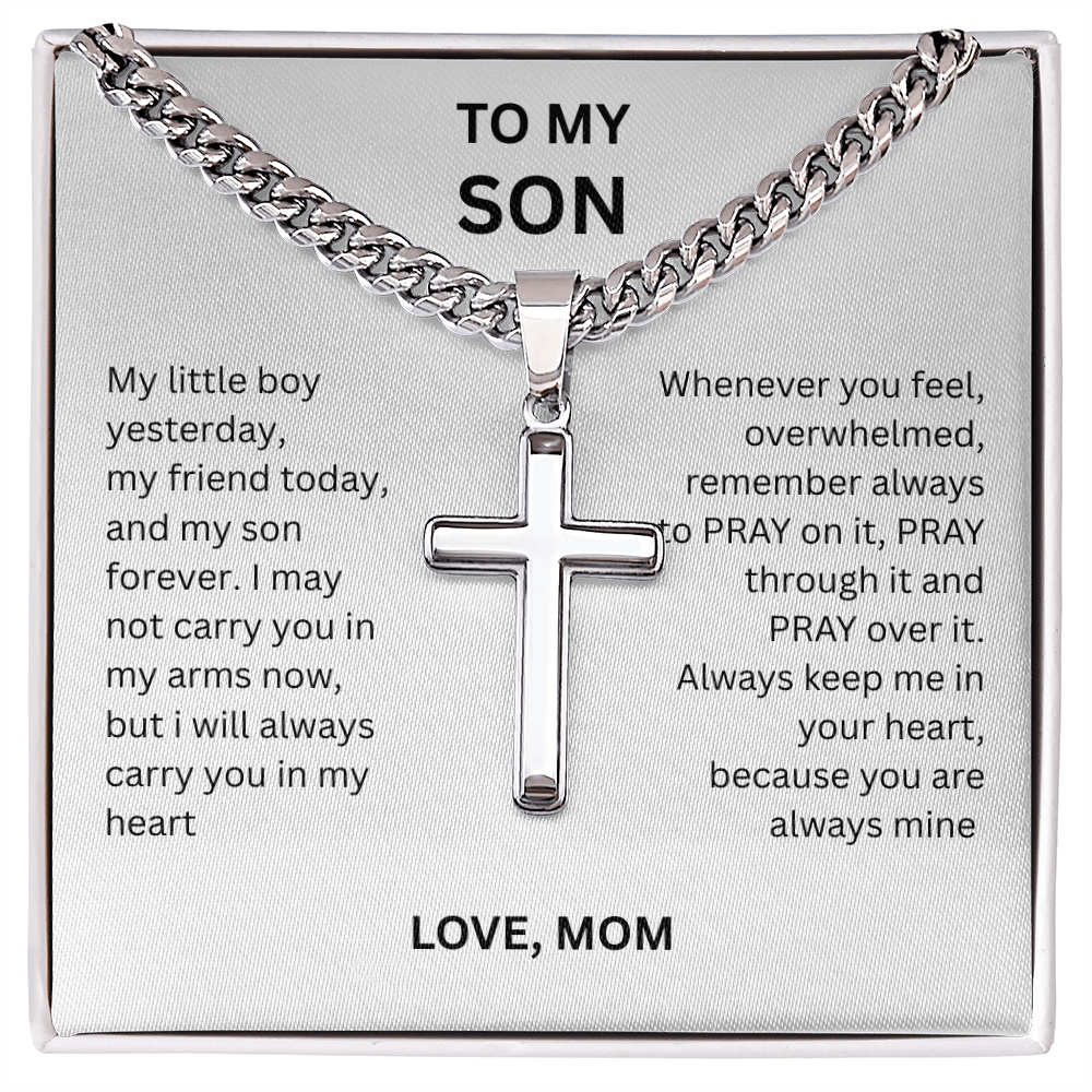 A symbol of devotion and power for Son "Artisan Cross w/ Cuban Link Chain"