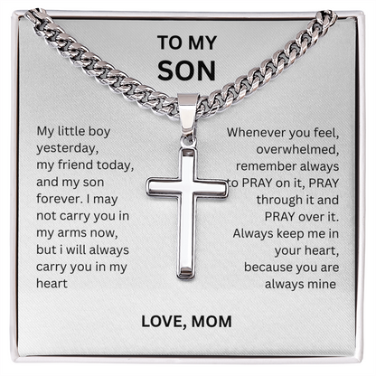 A symbol of devotion and power for Son "Artisan Cross w/ Cuban Link Chain"