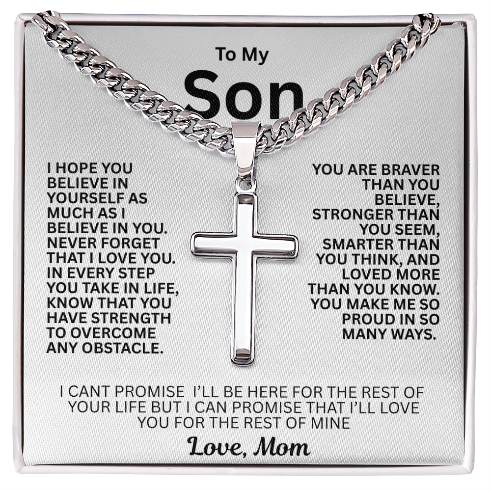 A symbol of devotion and power for Son "Artisan Cross w/ Cuban Link Chain"