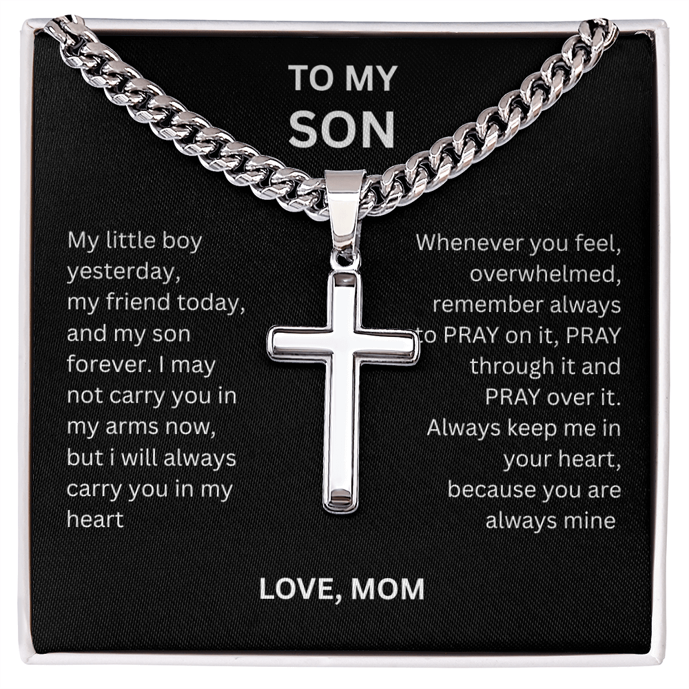 Symbolic Gift for Son "Artisan Cross w/ Cuban Link Chain"