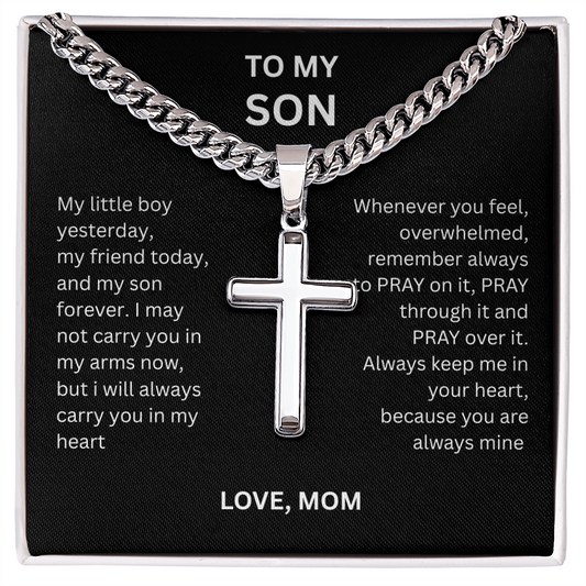 Symbolic Gift for Son "Artisan Cross w/ Cuban Link Chain"