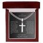A Divine symbol of faith in Christ for "Your Husband"; Artisan Cross w/ Cuban Chain