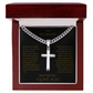 A Divine symbol of faith in Christ for "Your Husband"; Artisan Cross w/ Cuban Chain