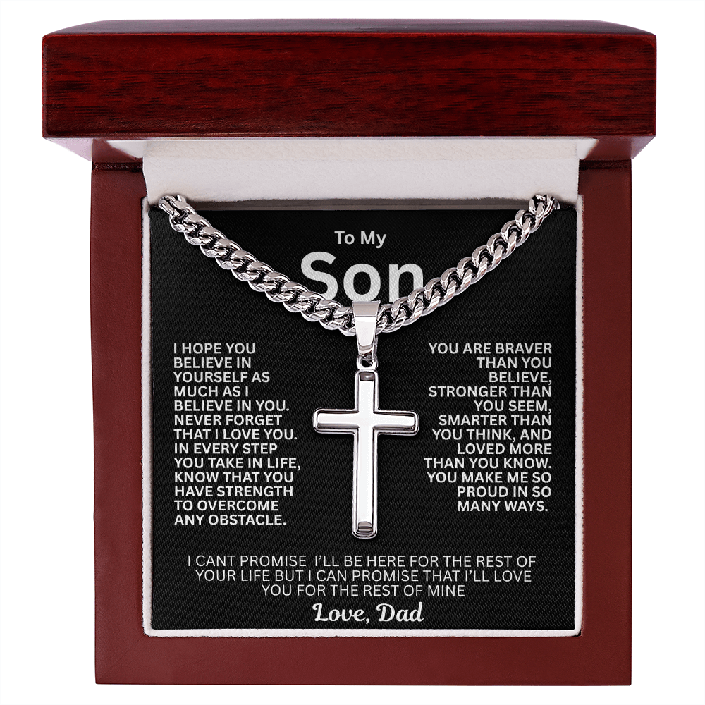 Symbolic Gift for Son "Artisan Cross w/ Cuban Link Chain"