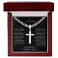 A Divine symbol of faith in Christ for "Your Husband"; Artisan Cross w/ Cuban Chain