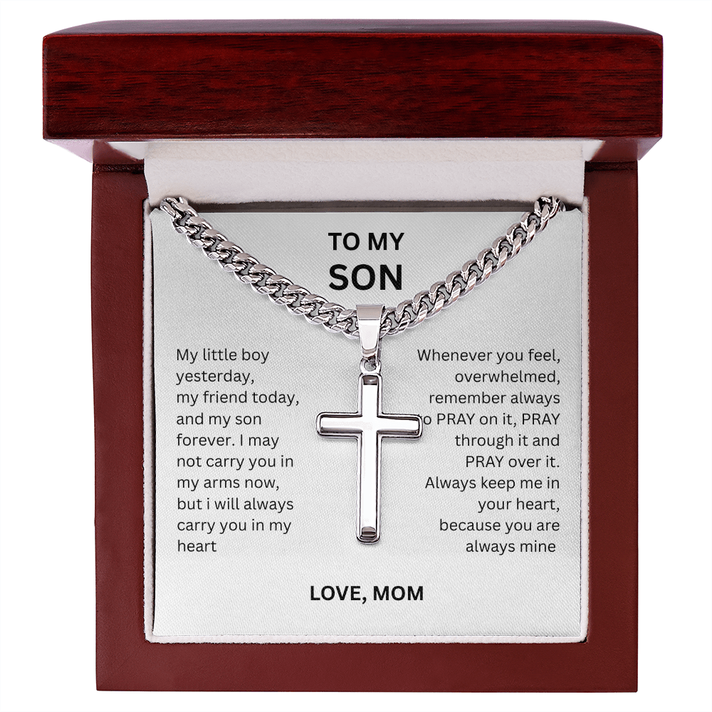 A symbol of devotion and power for Son "Artisan Cross w/ Cuban Link Chain"